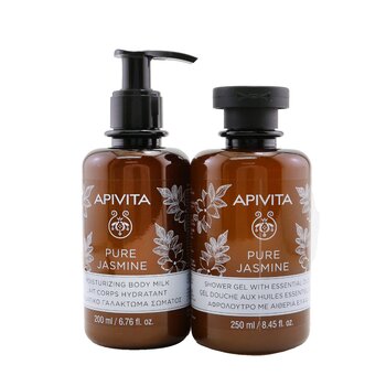 Apivita ชุดผ่อนคลายความสบายและความนุ่มนวล: เจลอาบน้ำกลิ่นมะลิบริสุทธิ์ 250มล. + น้ำนมบำรุงผิวกายกลิ่นมะลิบริสุทธิ์ 200มล.