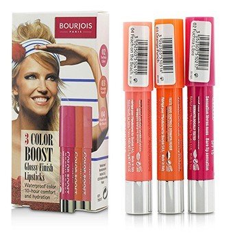 3 Color Boost Glossy Finish Lipsticks SPF 15 Set: 3x ลิปสติก - #02 Fuchsia Libre, #03 Orange Punch, #04 Peach on the Beach