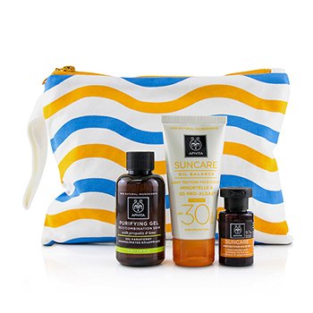 Suncare Set: Suncare Oil Balance Face Cream SPF30 - Tint 50ml + Purifying Gel 75ml + Protective Hair Oil