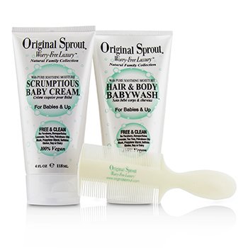 Original Sprout Babys First Bath Kit: 1x Hair & Body Baby Wash 118ml + 1x Scrumptious Baby Cream 118ml + 1x หวี (สำหรับทารกขึ้นไป)