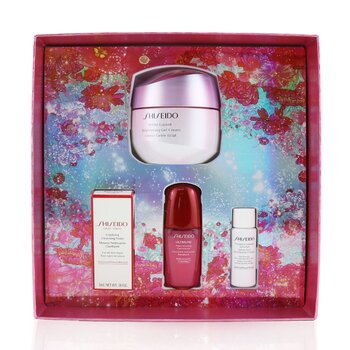 Beauty Blossoms White Lucent Brightening Gel Cream Set: Brightening Gel Cream 50ml + Cleansing Foam 5ml + Softener Enriched 7ml + Ultimune Concentrate 10ml