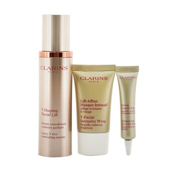 Clarins V Shaping Facial Lift Collection: V Shaping Facial Lift 50ml+ Eye Lift Serum 7ml+ V-Facial Intensive Wrap 15ml+ Pouch