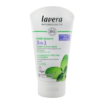 Lavera Pure Beauty 3 In 1 ล้าง, สครับ, มาส์ก - สำหรับผิวเป็นสิวและผิวผสม