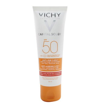 Vichy Capital Soleil Anti-Ageing 3-In-1 Daily Antioxidant Sun Care SPF 50 - ต่อต้านริ้วรอย ยืดหยุ่น กระจ่างใส