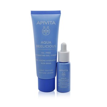 Apivita ชุดของขวัญ Hydrating Bouquet (Aqua Beelicious- เนื้อบางเบา): Hydrating Gel-Cream 40ml+ Hydrating Booster 10ml+ Pouch