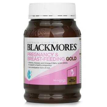 แบลคมอร์ส Blackmores Pregnancy & Breast-Feeding (Gold) 180 capsules **New Packing Version** (9300807287316) <Parellel imports>
