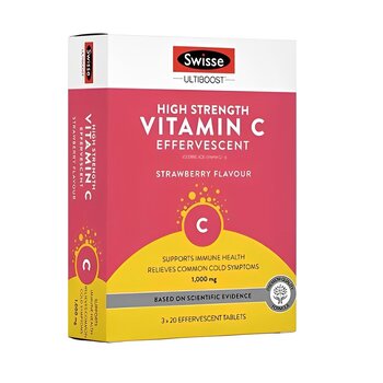 สวิส Vitamin C Effervescent Strawberry Flavor - 60 Tablets