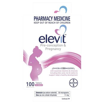 Elevit Pregnancy Nutrition Folic Acid Pregnancy Multivitamin - 100 Tablets