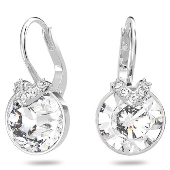 Swarovski Bella V drop earrings  5292855 - Round cut, White, Rhodium plated