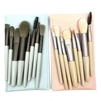 หลุยส์ Makeup Brush 8pcs set (with faux leather bag, Random Color)