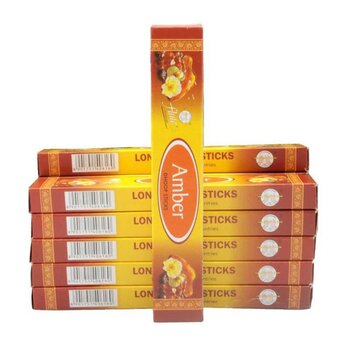 ขลุ่ย Wardrobe Fragrance –Amber - Long Dhoop Sticks -12 Boxes Set