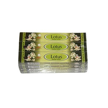 ขลุ่ย Wardrobe Fragrance Lotus - Long Dhoop Sticks - 12 Boxes