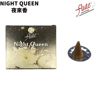 ขลุ่ย Natural Handmade India Incense Cone- Night Queen – 10 pieces
