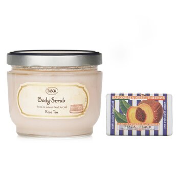 ซาบอน Sabon Body Scrub - Rose Tea & Nesti Dante Le Deliziose Natural Soap - Peach