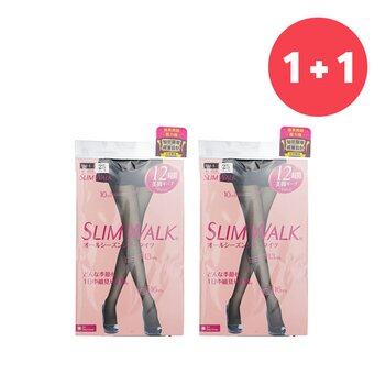 สลิมวอล์ค 【1+1 Set】Compression Pantyhose With Supporting Function For Pelvis - # Black (Size: M-L)