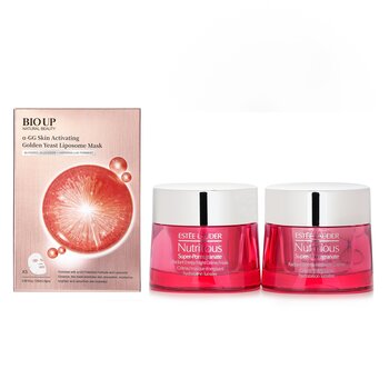 เอสเต้ ลอร์เดอร์ Estee Lauder Nutritious Super-Pomegranate Day & Night Radiance Set X Natural Beauty BIO UP a-GG Skin Activating Golden Yeast Liposome Mask