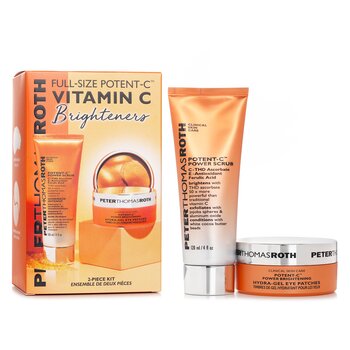 Full Size Potent C Vitamin C Brighteners 2 Piece Kit: Potent C Power Scrub 120ml + Potent C Hydra Gel Eye Patches 30pairs