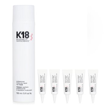 K18 Hair Care Set: Professional Molecular Repair Hair Mask 150ml x1 + travel set 5mlx5