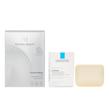 ลา โรช โพเซย์ La Roche Posay Lipikar Surgras Cleansing Bar(Random Packaging) 150g X Natural Beauty r-PGA Deep Hydration Moisturizing Cushion Mask (Exp Date: 01/2026) 6x 20ml