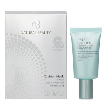 เอสเต้ ลอร์เดอร์ Estee Lauder DayWear Sheer Tint Release Advanced Multi-Protection Anti-Oxidant Moisturizer SPF 15 50ml X Natural Beauty r-PGA Deep Hydration Moisturizing Cushion Mask (Exp Date: 01/2026) 6x 20ml
