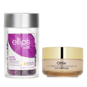 วงรี Ellips Hair Vitamin Oil -  Nutri Color 50capsules x1ml X Ottie Gold Prestige Resilience Lifting Eye Contour 30ml