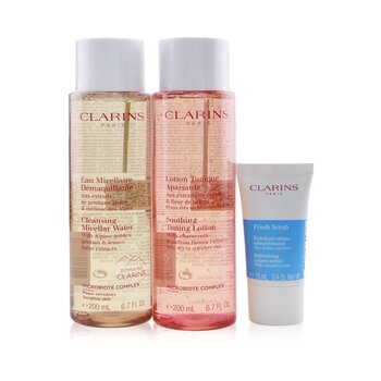 Perfect Cleansing Set (ผิวแห้งมากหรือผิวแพ้ง่าย): Micellar Water 200ml+ Toning Lotion 200ml+ Fresh Scrub 15ml+ กระเป๋า